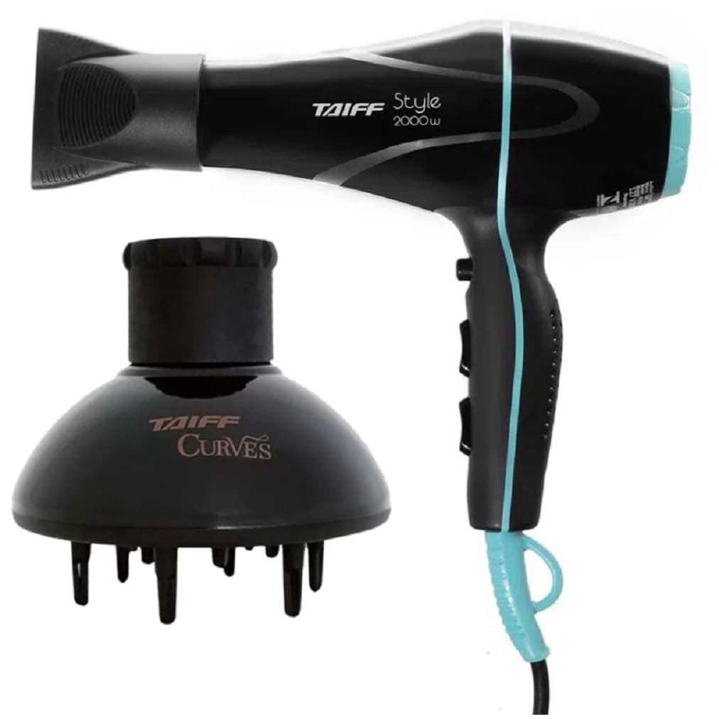 Secador Taiff Style 2000W Profissional com Difusor de Cachos Taiff Curves