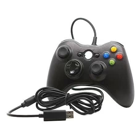 Controle de Xbox 360 com Fio USB para Video Game e PC, Joystick Ergonômico Preto Cabo 1,5metros