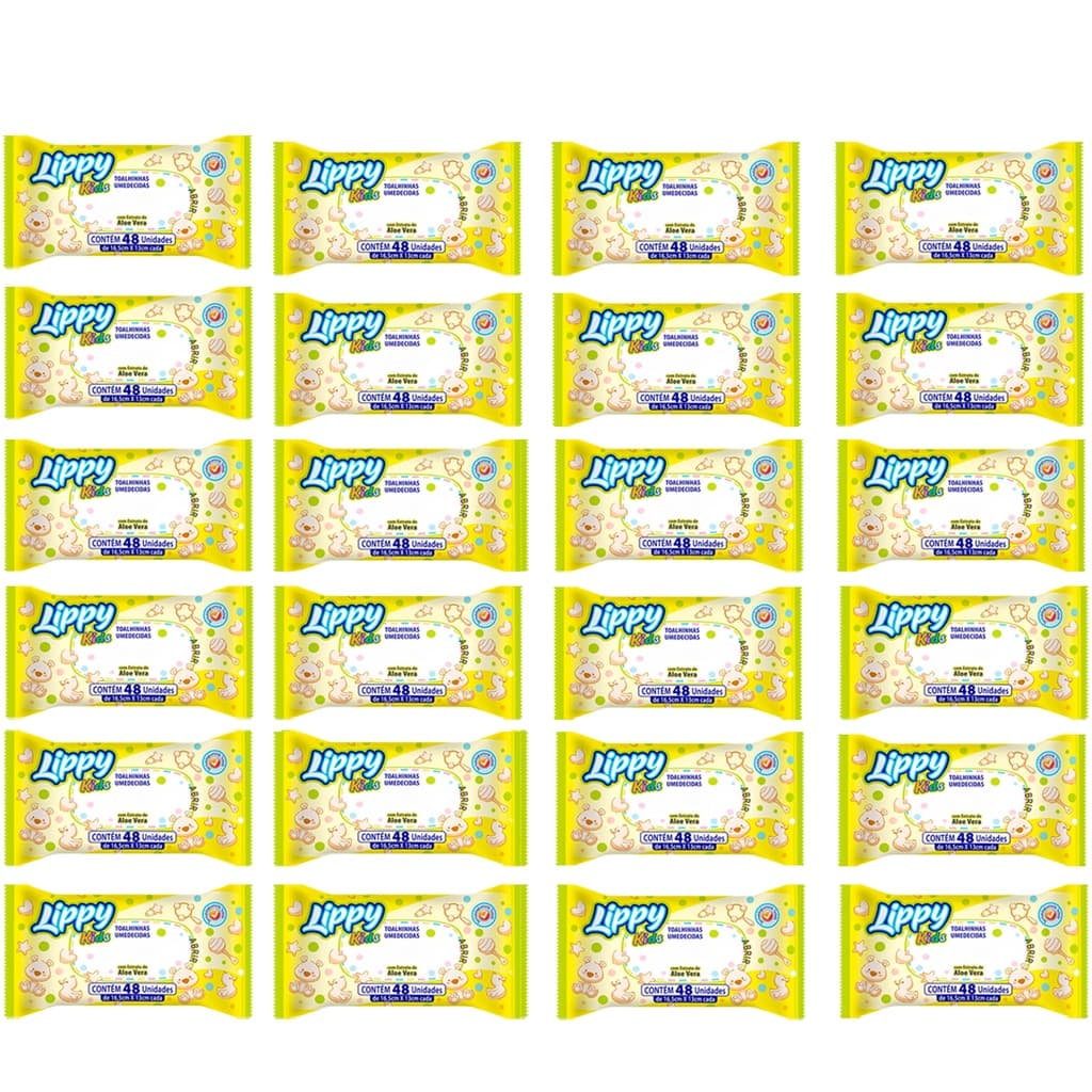 Kit 24 Pacotes Toalha Umedecida Lippy Kids Direto Da Fábrica (1152 Toalhas)