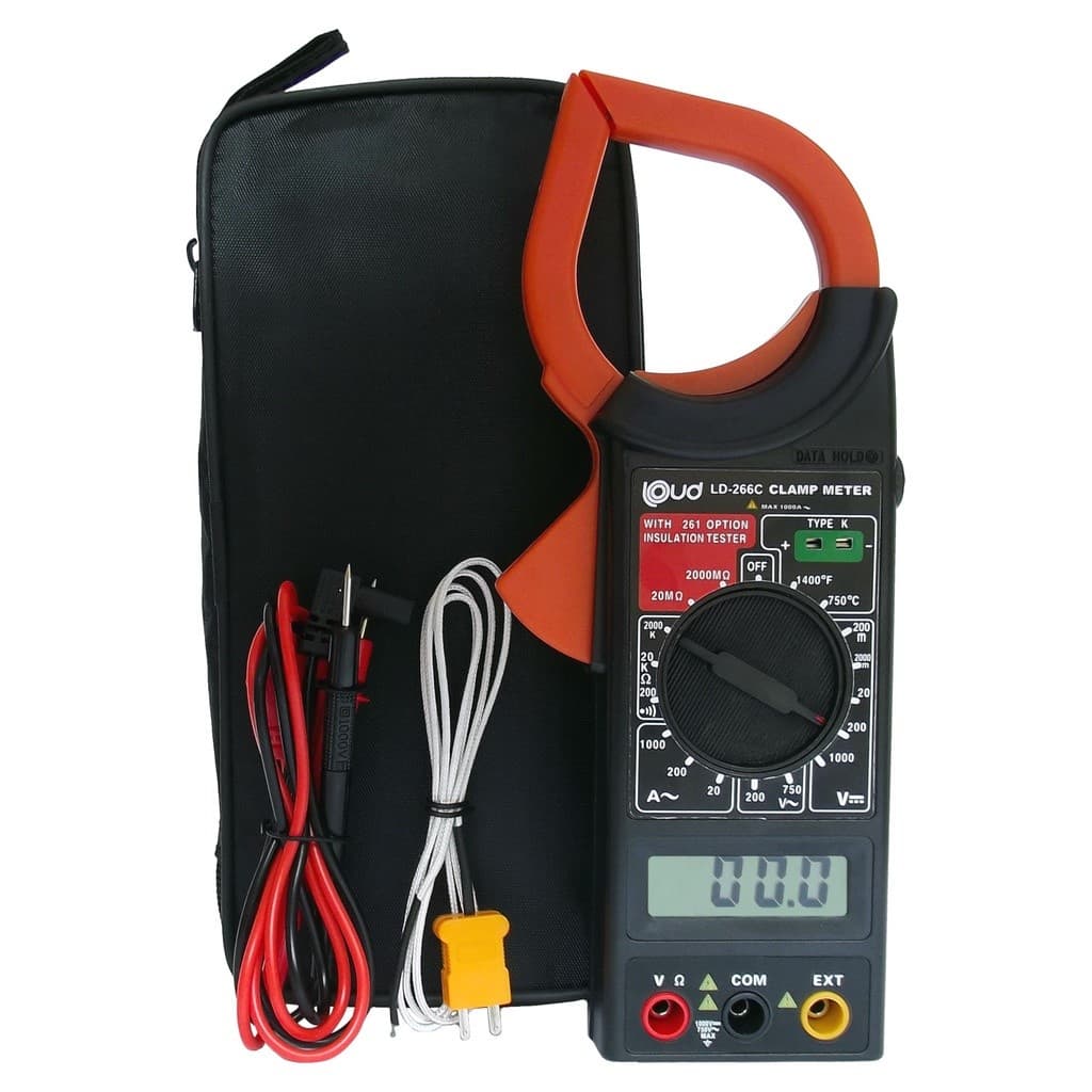 Alicate Amperímetro Digital Medidor Temperatura 266 com Estojo Teste e Bateria