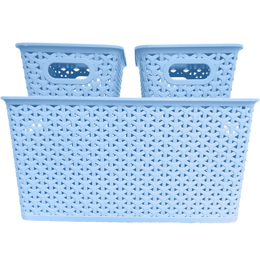 Kit Caixas Organizadoras Com Tampa 1 Grande + 2 Pequenas Rattan Caixas Organizadoras Para Cozinha Banheiro Escritório Lojas Consultórios Quartos Lavanderia Sala Lidas e Resistentes