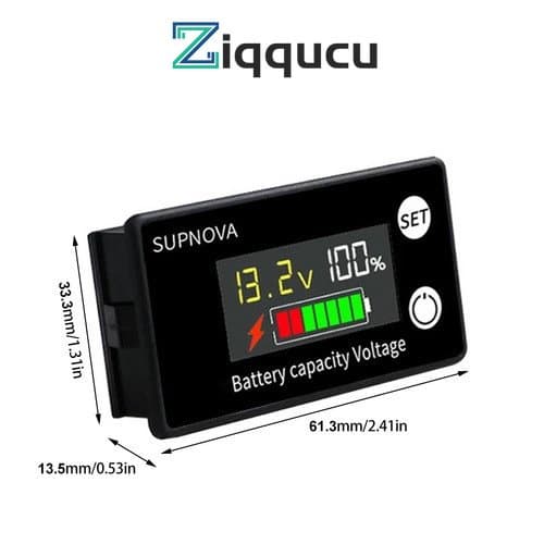 ZIQQUCU Medidor Digital De Energia DC8-100V Voltímetro LCD Com Função De Temperatura De Alarme 6133A
