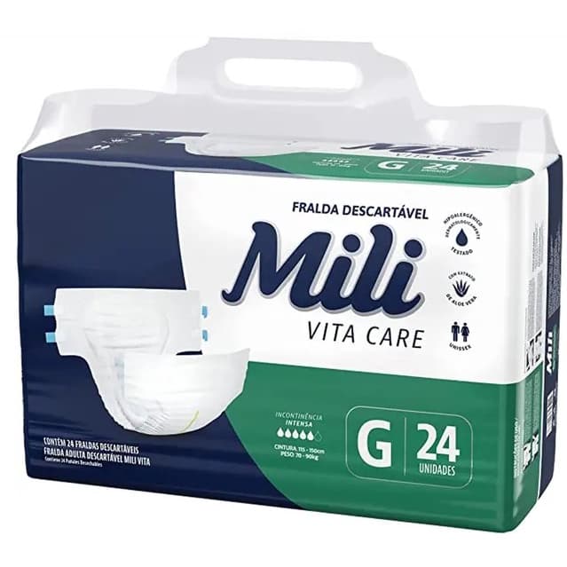 Fralda Adulto MILI VITA CARE NOTURNA Tamanho GRande pacote com 24 unidades