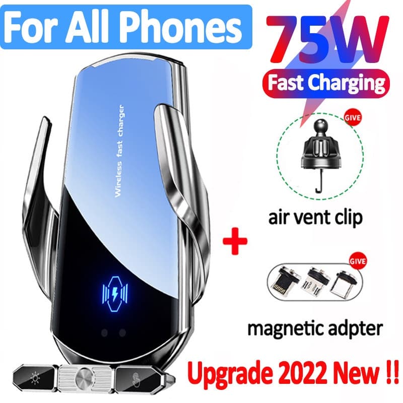 QSJZHY 75W Carregador Sem Fio Suporte Do Telefone Carro Qi Carregamento Rápido Para IPhone 14 13 12 Pro Xiaomi Samsung A
