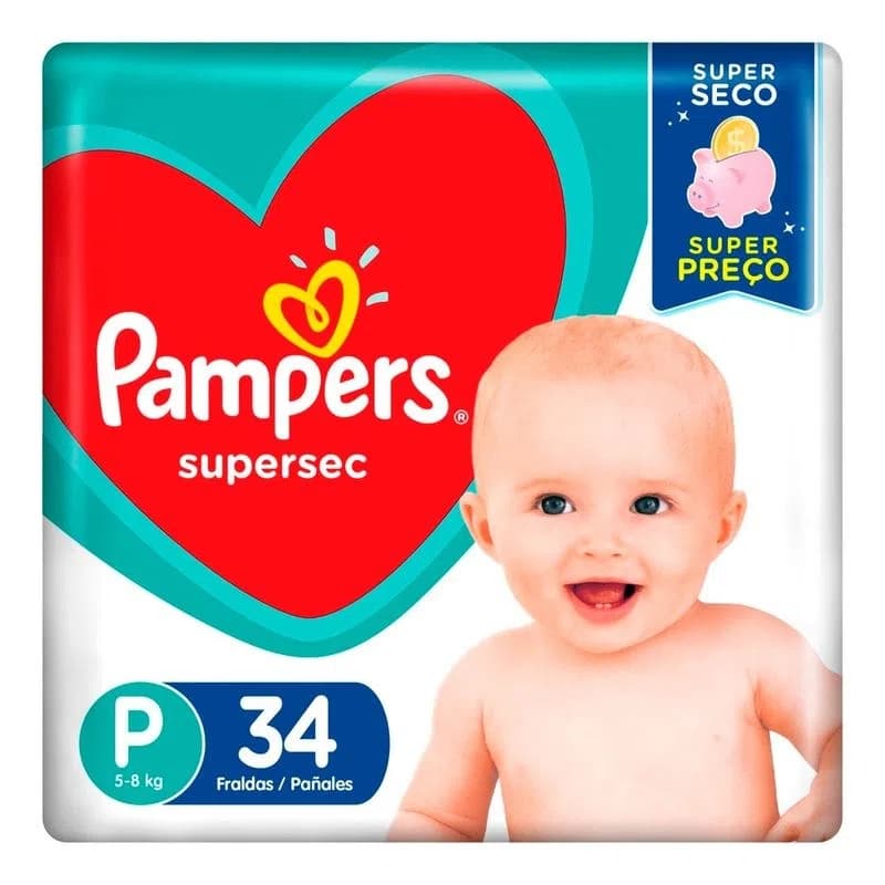 Fralda Descartável Pampers Supersec Pacotão P 34 Unidades Envio Imediato