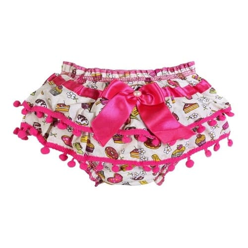 Kit 12 Calcinhas Infantil Pompom Babado Bunda Rica Cobre Fralda 8 meses a 4 anos