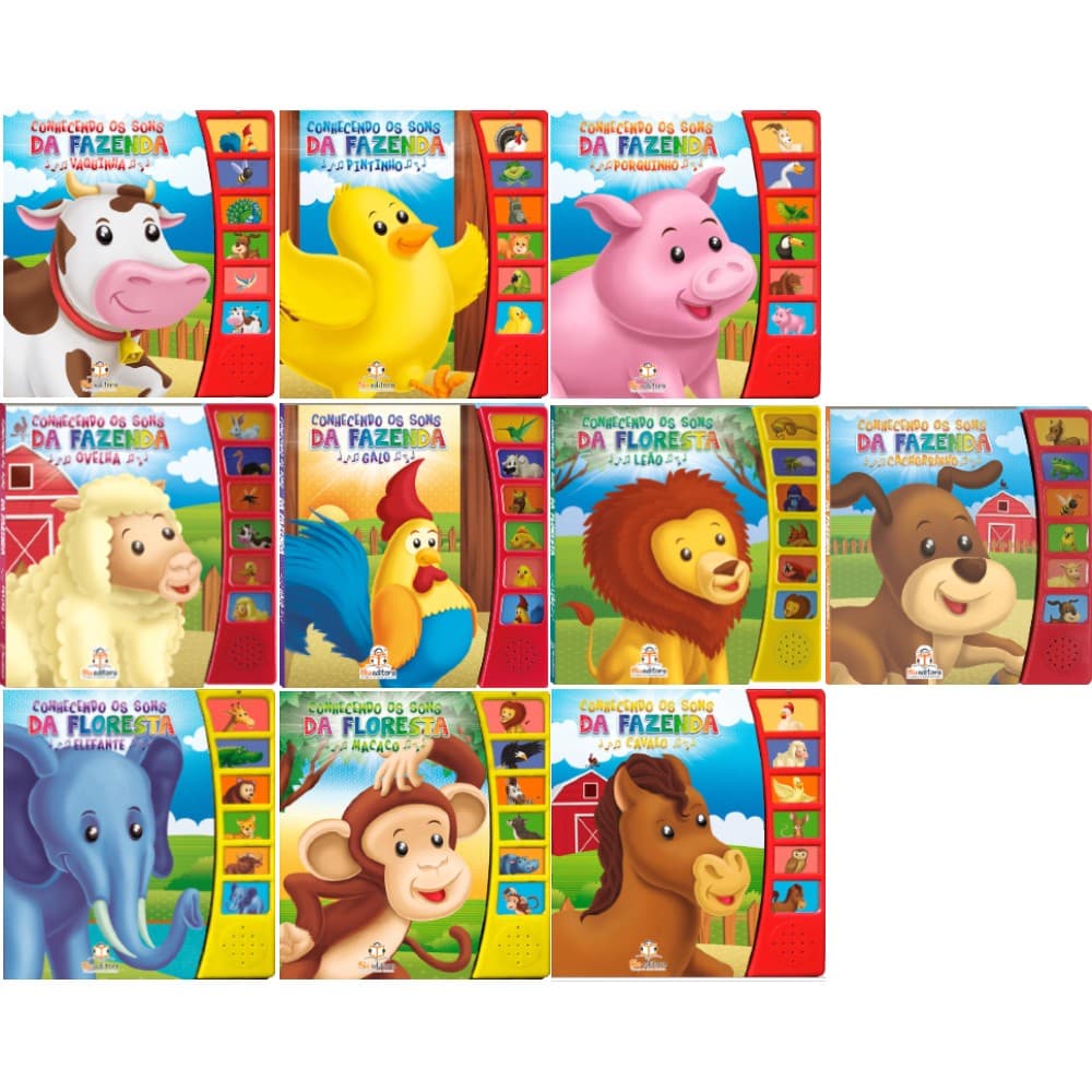 Escolha entre 10 Livros Sonoros - Conhecendo os Sons dos Animais.