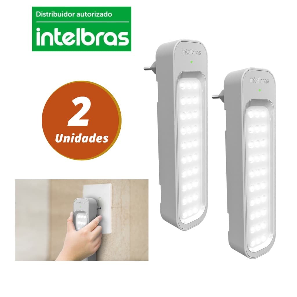 Kit 2 luminárias de Emergência Intelbras 30 leds Lea 150 Led Bivolt Branca