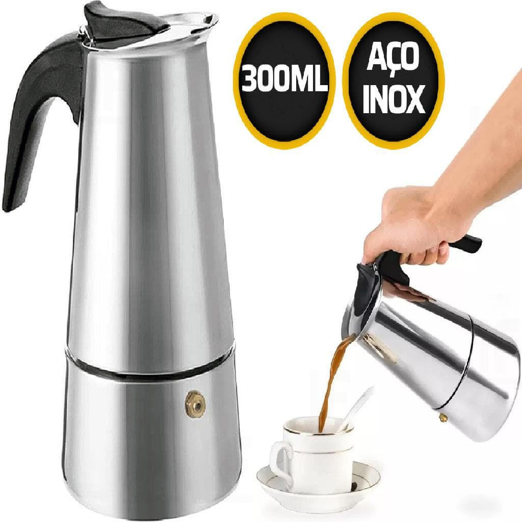 Cafeteira Italiana Inox Especial Expresso Faz 06 Xícaras