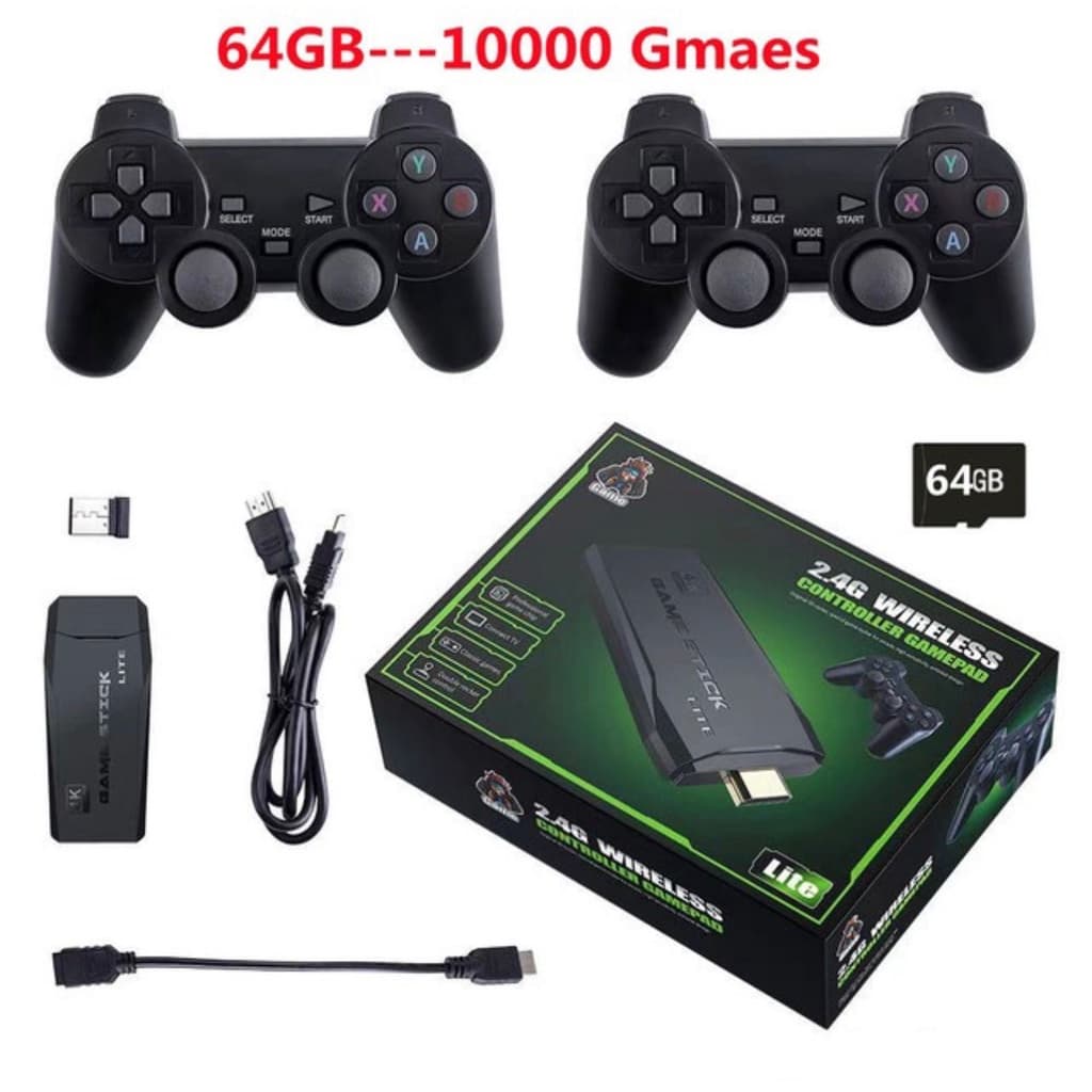 Game Retrô Stick Lite 4k Videogame 10 Mil Jogos + 2 Controles sem Fio