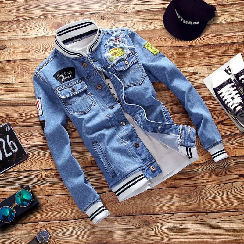 Jaqueta Casual Solta Jaqueta Jeans Jaqueta Masculina