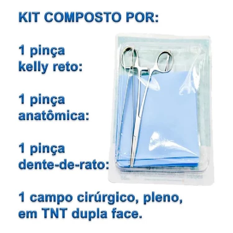 Kit Curativo Estéril Com Pinça Kelly E Campo Operatório - Kolplast - 2 Kits