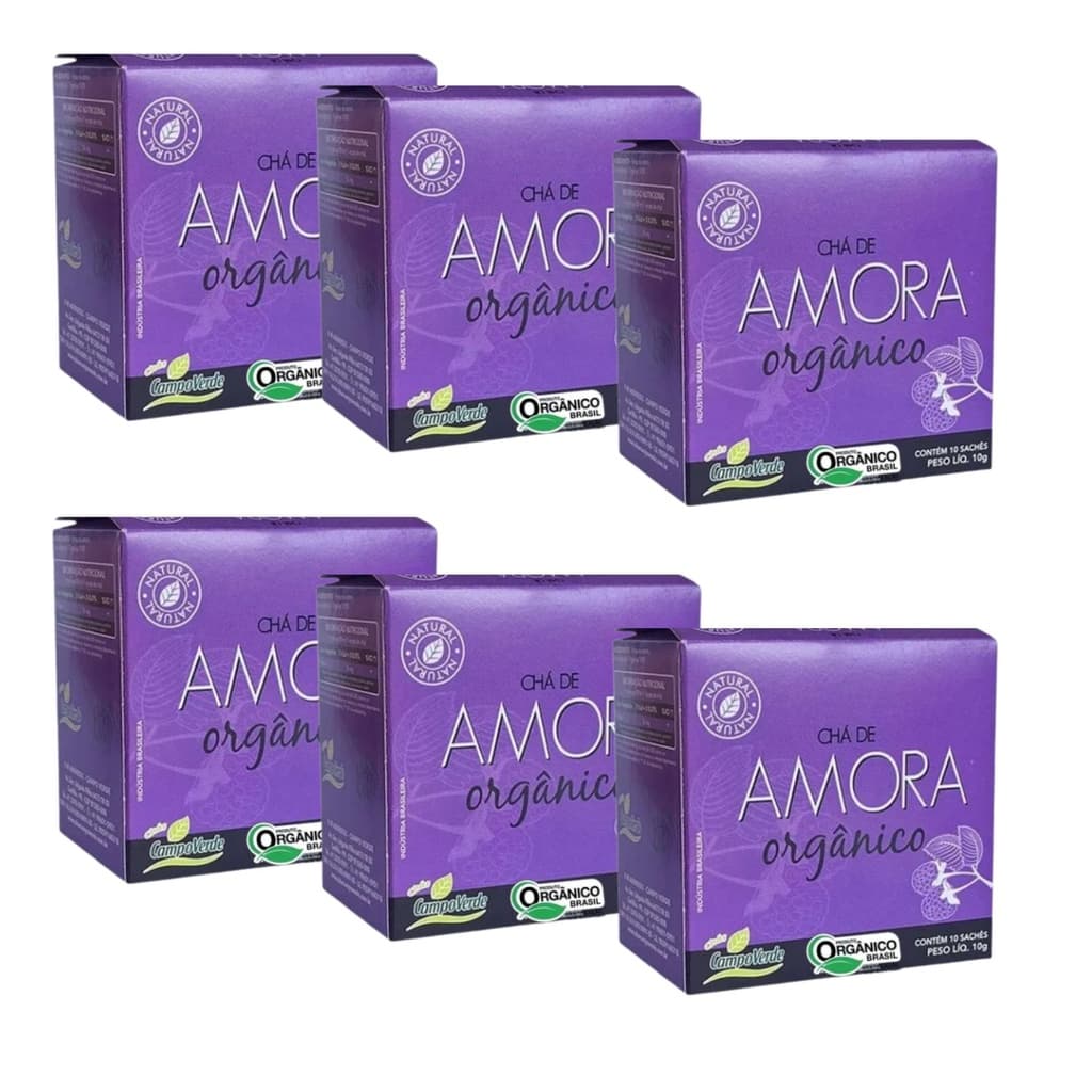 Kit 6cx Chá de Amora – Orgânico (60 sachês) – Campo Verde