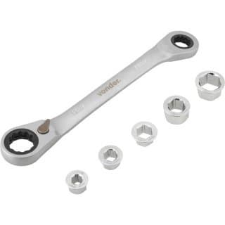 Jogo de chaves estrela com catraca, 8 mm a 19 mm, e soquete intercambiável, VONDER
