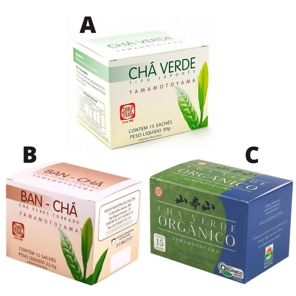 01 Chá Verde Orgânico Bancha Sachê Camellia Sinensis Yamamotoyama c/15 sachês
