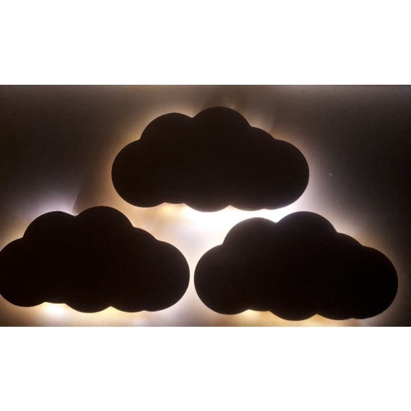 Luminária Nuvem Led - Kit com 3 Nuvens Led Mdf Branco