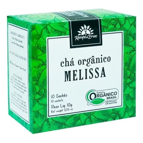 Chá Orgânico Melissa Folhas 10 Sachês Kampo De Ervas