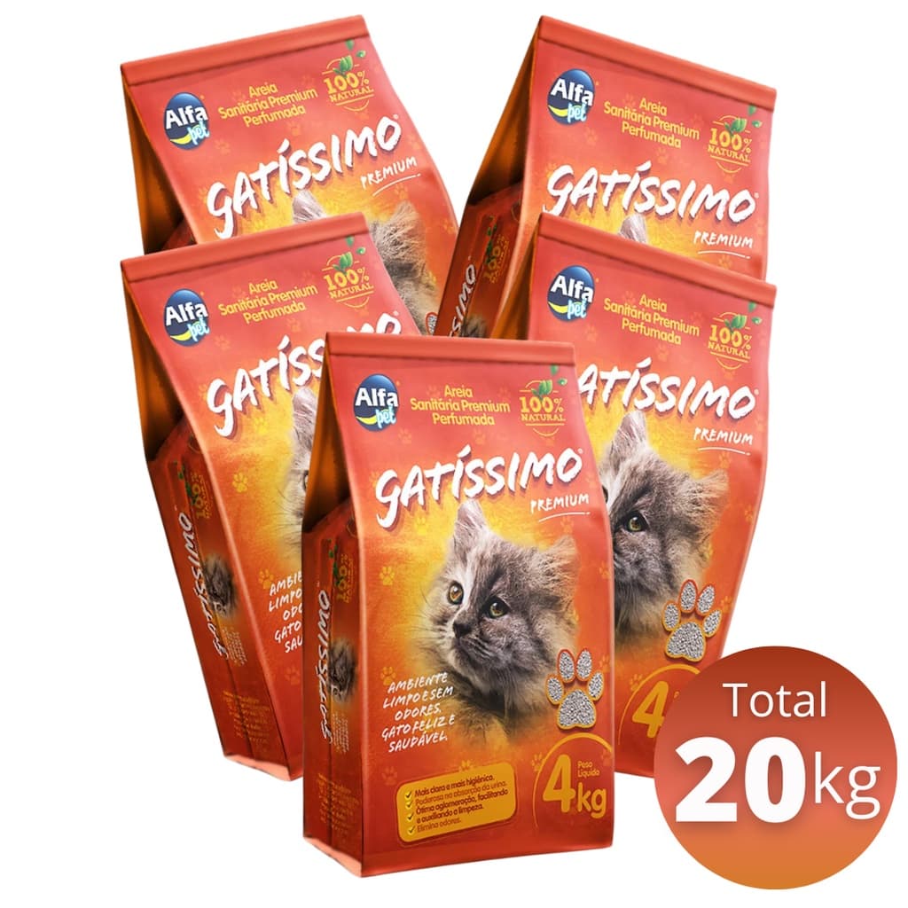 Combo 20kg de Gatíssimo Areia Sanitária Higiênica Premium Perfumada para Gatos