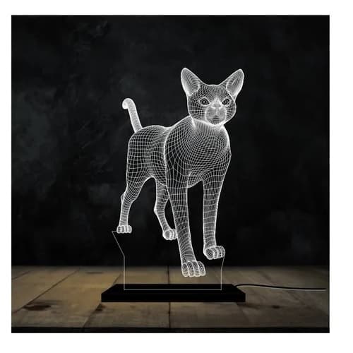 Luminária 3d Para Decoração Gato Linhas Animal Decoração Presente Led