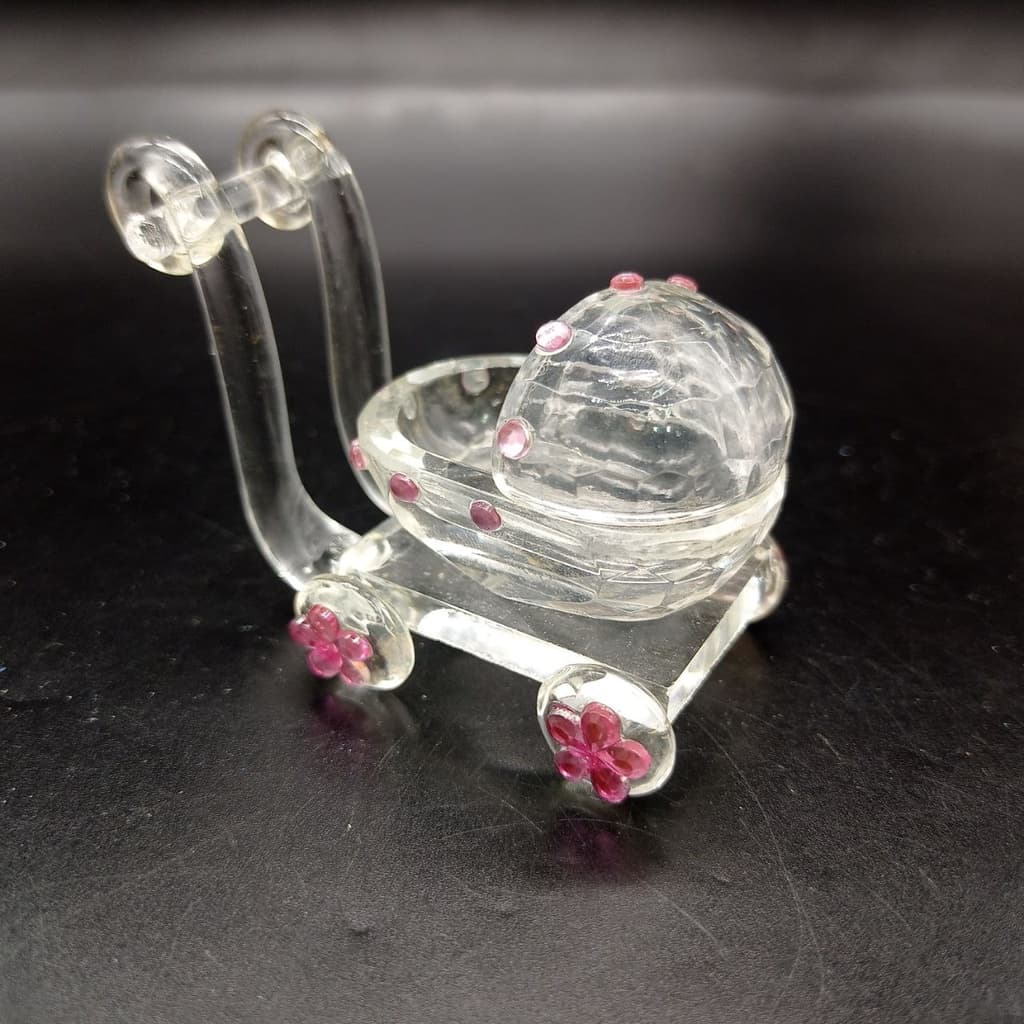 Kit 5 Peças Carrinho De Bebê Cristal Enfeite Chá De Bebê