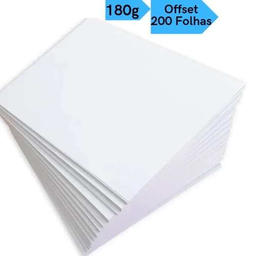 Papel Offset Opaline Liso 180g 200 Folhas A4 Branco Diplomata Masterprint