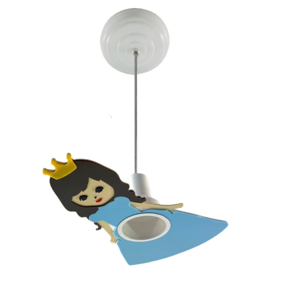 Luminária Pendente Infantil Princesa Azul Quarto Menina Bebê Luminária LED Criativa Decoração