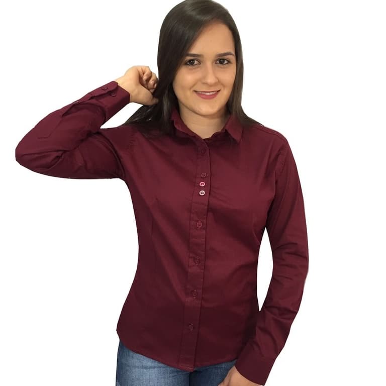 Camisa Feminina Social Slim manga longa  Promoção