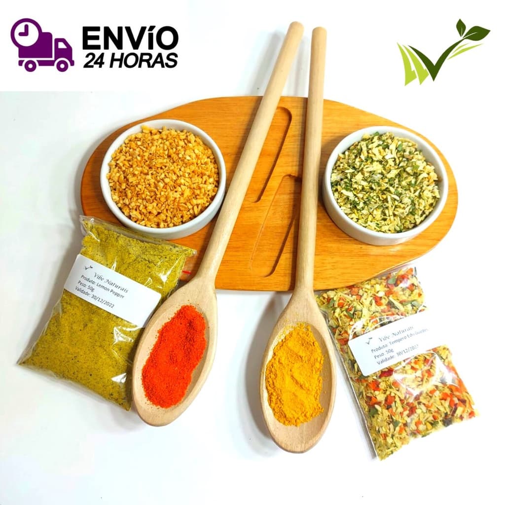 Kit 10 Temperos Condimentos 500g Açafrão Pimenta Curry Lemon Pepper