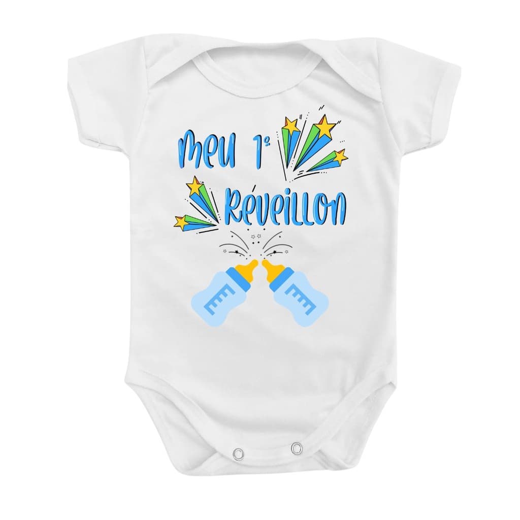Body Bebê Roupa Menino Menina Ano Novo Mamadeira Estrela