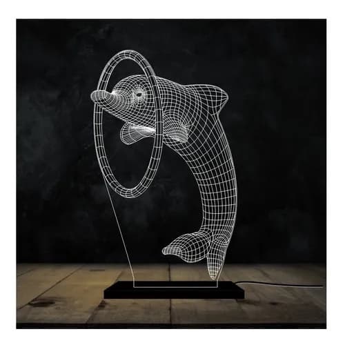 Luminária 3d Para Decoração Golfinho Pulando Animal Decoração Presente Led