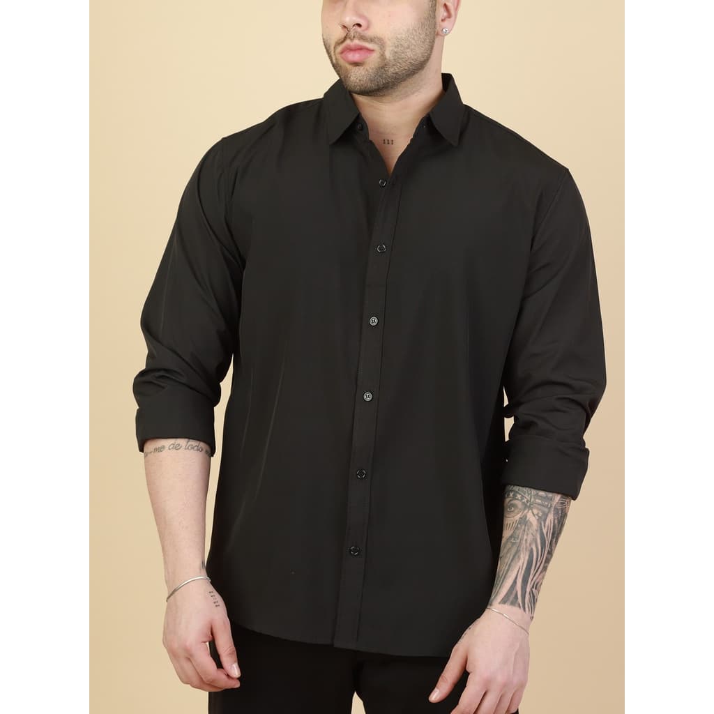 Processamento de liberação Camisa Social mascolina Manga Longa Slim Fit De Algodão
