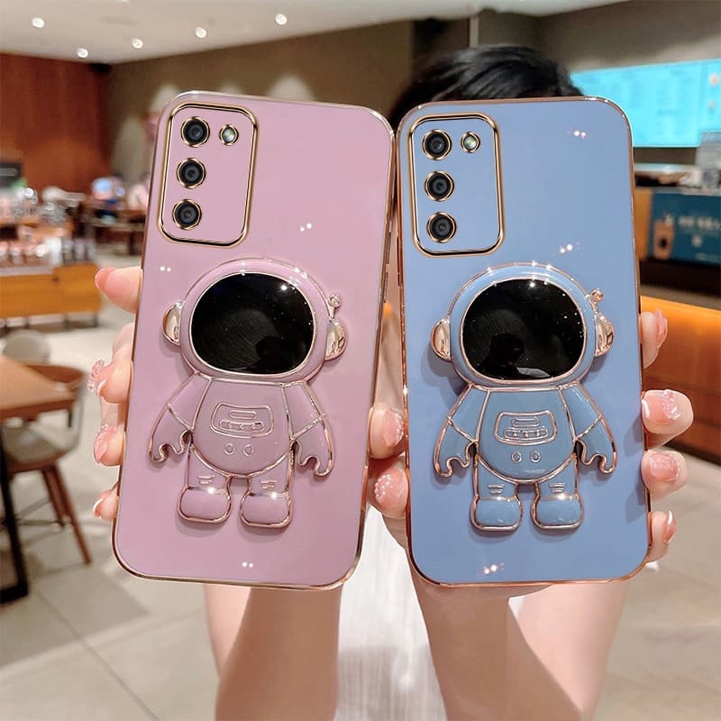 capinha Samsung A02S A03S capa Samsung A02S A03S Telefônica Eletrodeposição 3D Astronauta Suporte Portátil Telefone Capa