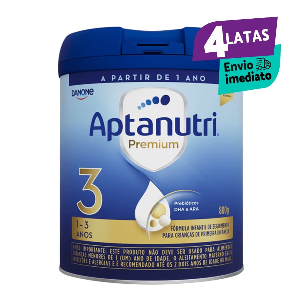 4 Latas- Aptanutri Premium 3- Fórmula Infantil Em Pó Danone - 800 gr