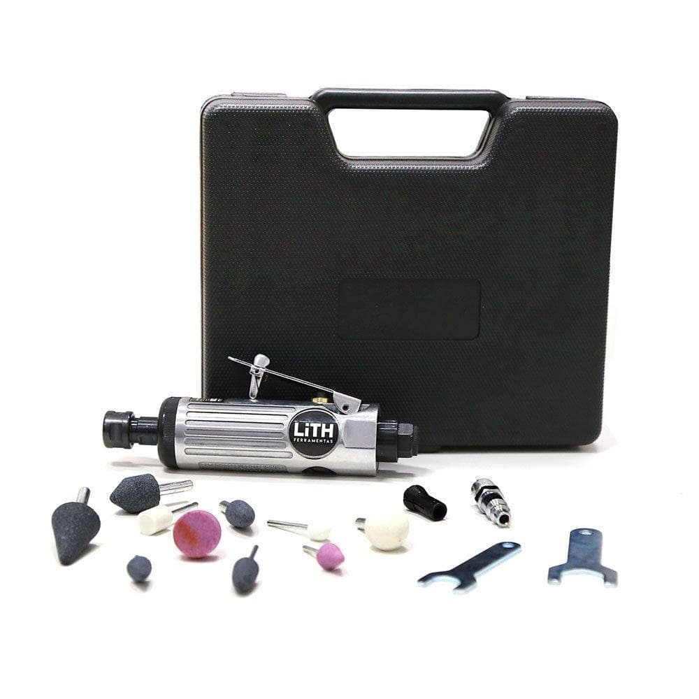 Mini Retífica Pneumática Reta 1/4" com Acess. 16 peças LITH
