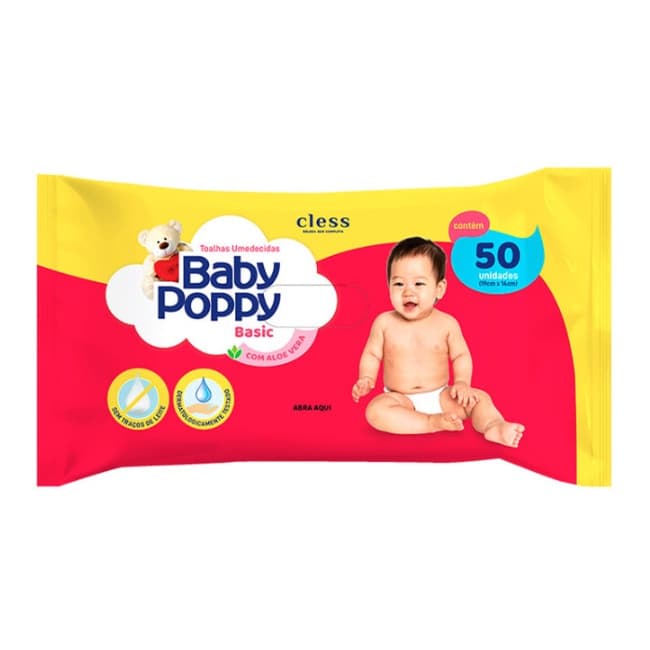 Toalhas Umedecidas Baby Poppy Basic 50 un