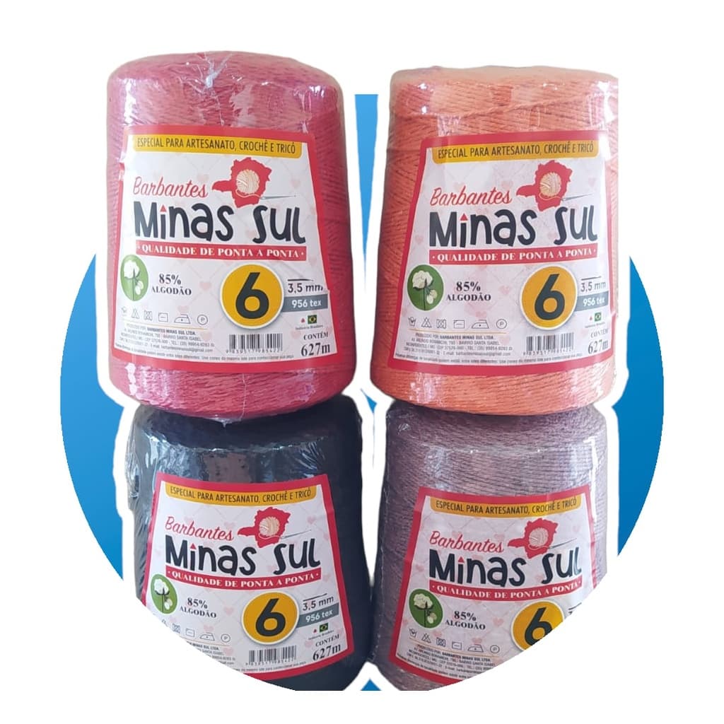 Barbante Minas Sul 600g Fio 6 - Ideal para Crochê, Tricô e Artesanato