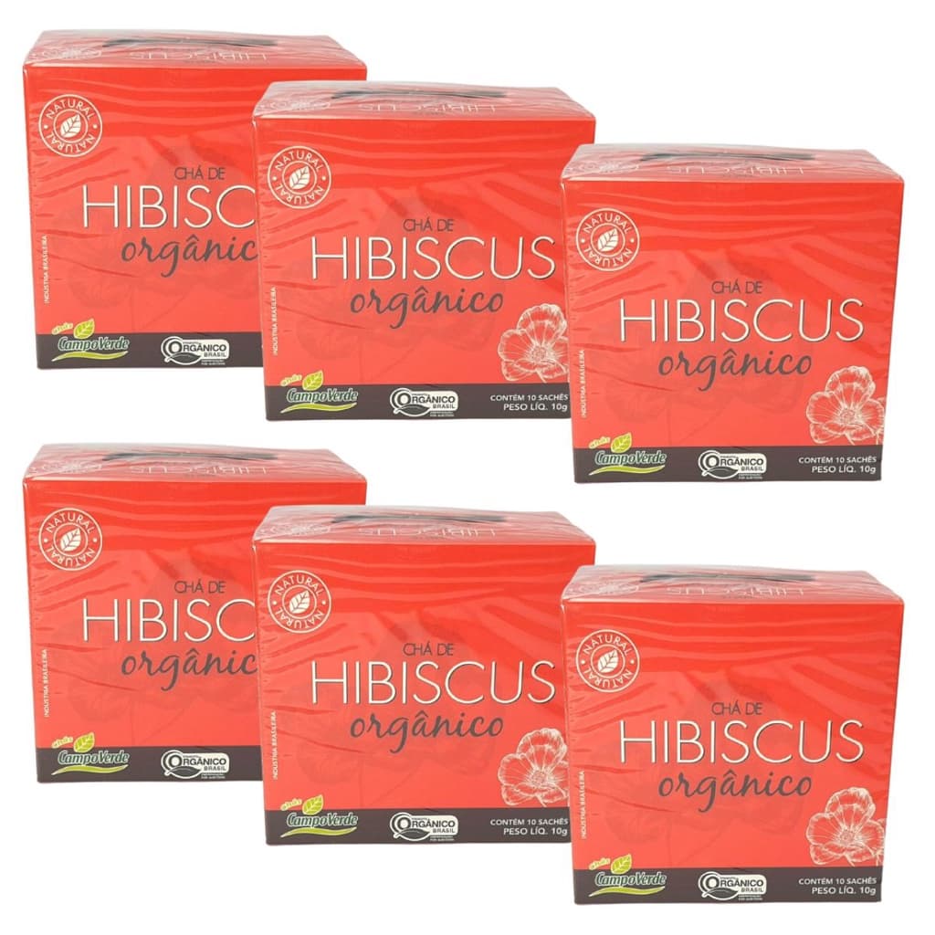 Kit 6cx Chá de Hibisco – Orgânico (60 sachês) – Campo Verde