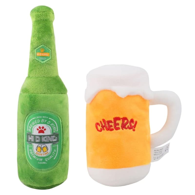 YYS Caneca De Garrafa De Cerveja Fofa E Estridente , Brinquedo Para Mastigar , Cachorro , Aniversário Brinquedos Estride