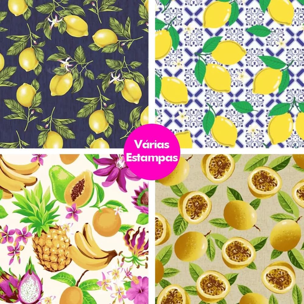 Tecido Tricoline Digital 100% Algodão 50cm x 1,50m Estampa Frutas Patchwork Costura
