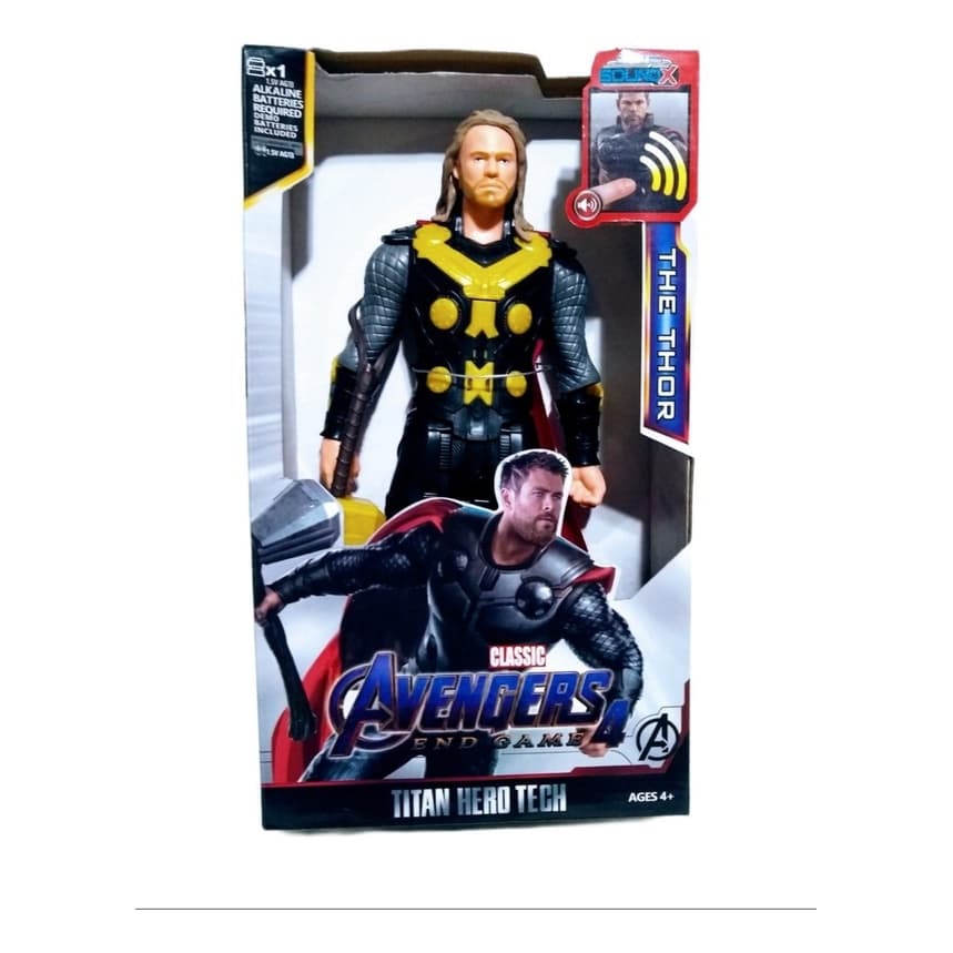 Boneco Thor Vingadores 30 Cm Articulado Luz E Som Avengers Herois