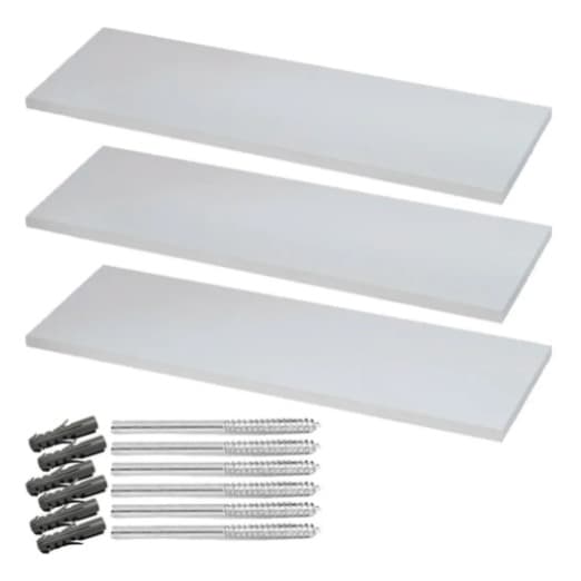 Kit 3 Prateleiras lisa 60x20cm Suporte invisível Branco De Parede Livro Organizadora Cozinha Quarto