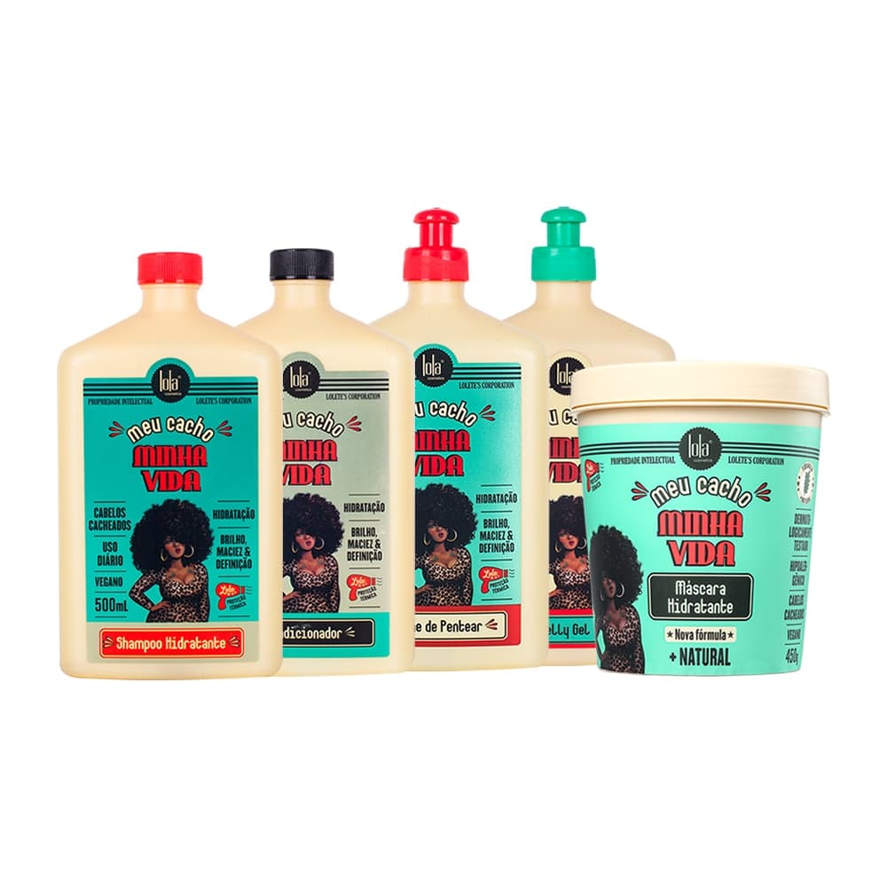 Kit Lola Cosmetics Meu Cacho Minha Vida Linha Completa - Creme Gel Shampoo Condicionador Hidratante