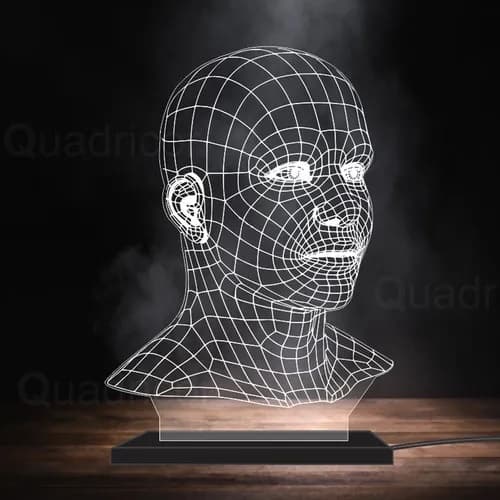 Luminária Led Branco Para Decoração Humano Holograma Decoração
