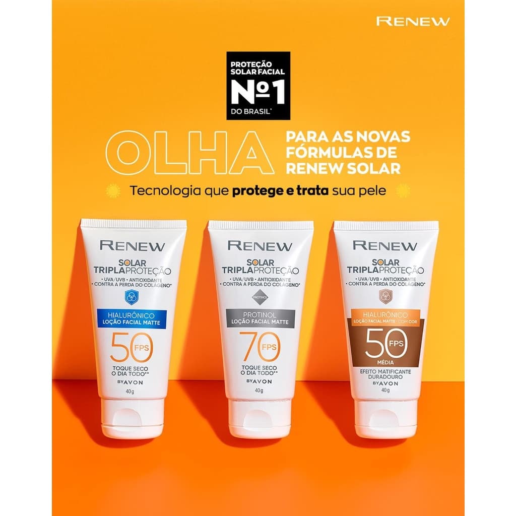 Protetor Solar Facial Renew Matte Anti-Idade Antioleosidade Avon 40g