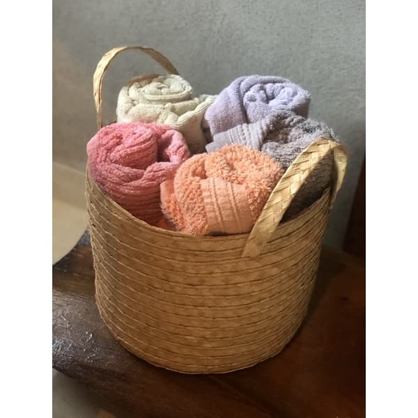 cesto de palha artesanal (20x25cm - decoração rustica cestaria presente cesta Organizador toalha banheiro lavabo cachepo