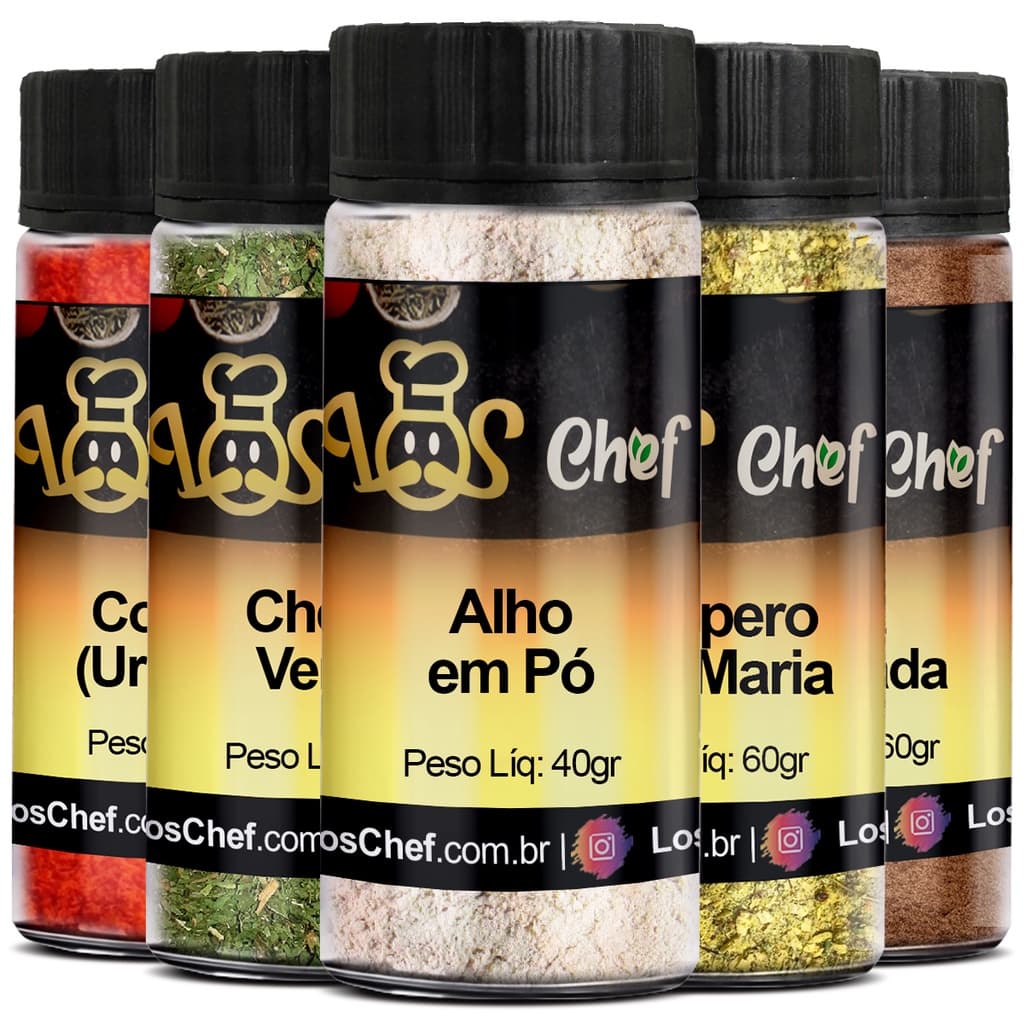 Temperos e Condimentos no POTE até 130g chimichurri caldo grãos premium natural 50 OPÇÕES COM TAMPA