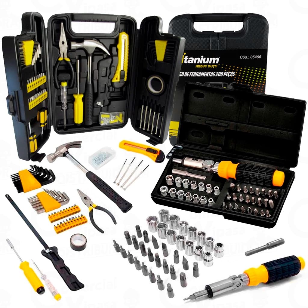 Kit Jogo Ferramentas Maleta 241 Peças Com Soquetes Bits Chave Catraca Reversível Articulada Multiuso