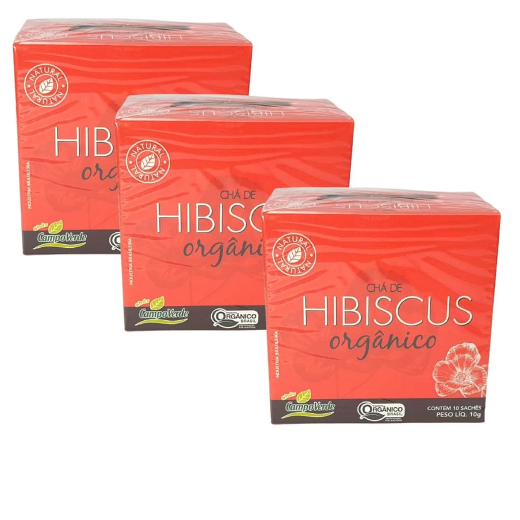 Kit 3cx Chá de Hibisco – Orgânico (30 sachês) – Campo Verde