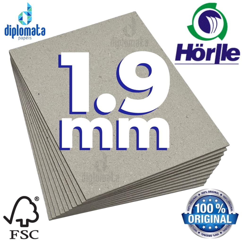 Cartão Cinza Horlle 1.9 mm (Papelão Holler 1,9mm) para Encadernação e Cartonagem A4 A5 A6 15,5x21,5 16x22 19x27 40x50