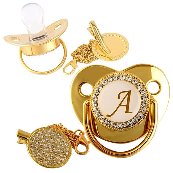 Baby Gold Carta Pacifier/Golden Mouth Toy Para Bebês/Cartoon De Teether De Silicone